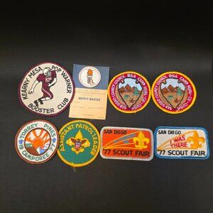 Boy Scout BSA Vintage Patches - Lot of 8 - Camp San Diego fair 1977